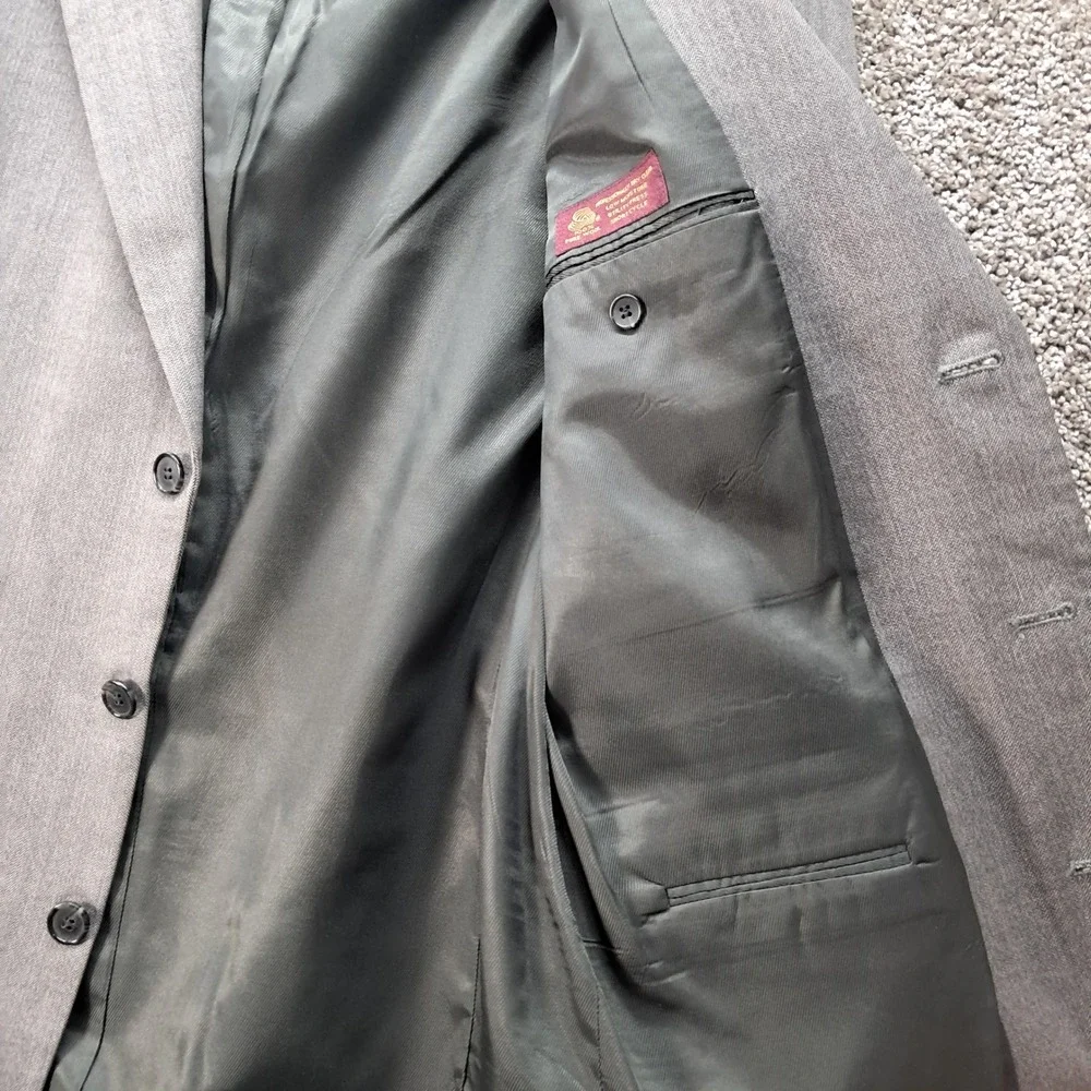 Jos.‎ A. Bank Mens Grey 100% Pure Wool 3-Button Blazer Sport Coat Jacket 42R